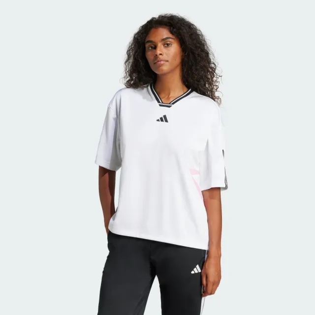 T-Shirt Adidas Tiro Cut 3 Stripes Color Block Boyfriend T-Shirt White/ Black/ True Pink Xs