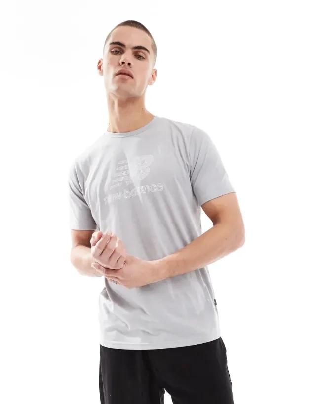 New Balance Heathertech Logo T-Shirt In Grey