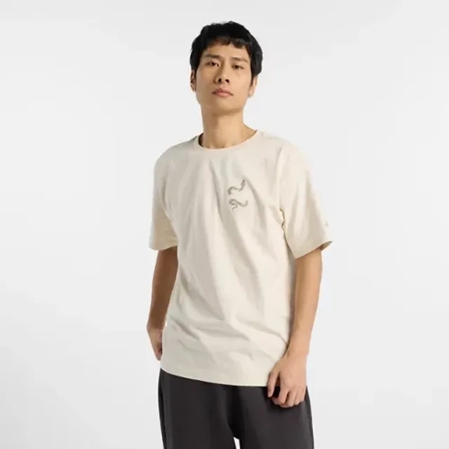 New Balance Men's NBX Lunar New Year T-Shirt in Beige Cotton Jersey
