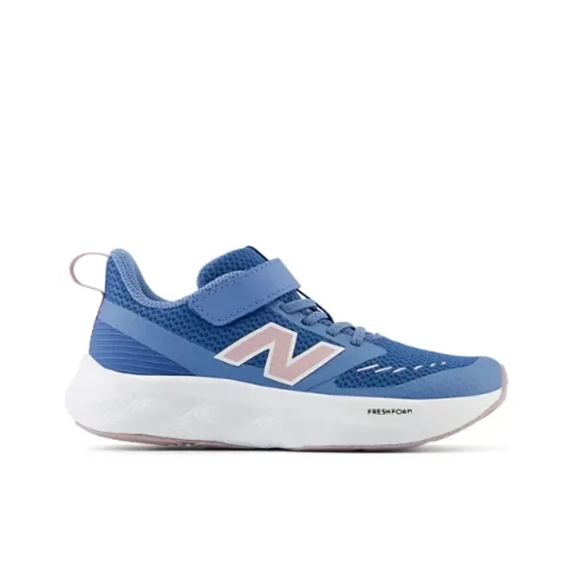 New Balance Kids' Fresh Foam 625 Bungee Lace with Top Strap in Blue/Pink Mesh