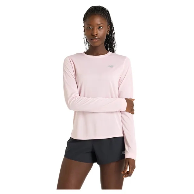 New Balance Women's Athletics Long Sleeve in Pink Poly Knit