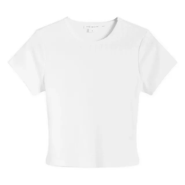 Good American Women's Cotton Pointelle Baby Tee White