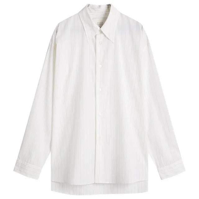 Studio Nicholson Men's Boxy French Placket Shirt Ecru/Black