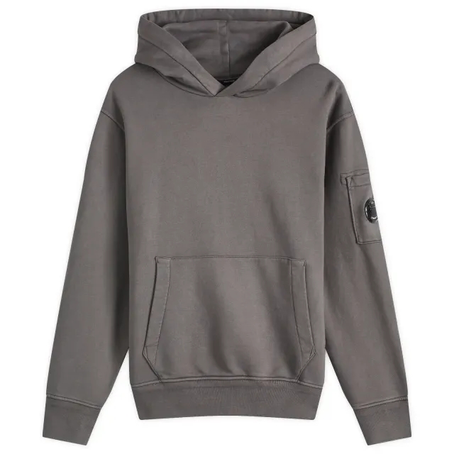 C.P. Company Men's Diagonal Fleece Resist Dyed Hoodie Smoked Pearl
