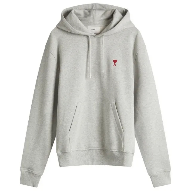 AMI Paris Men's Ami De Coeur Hoodie Heather Ash Grey