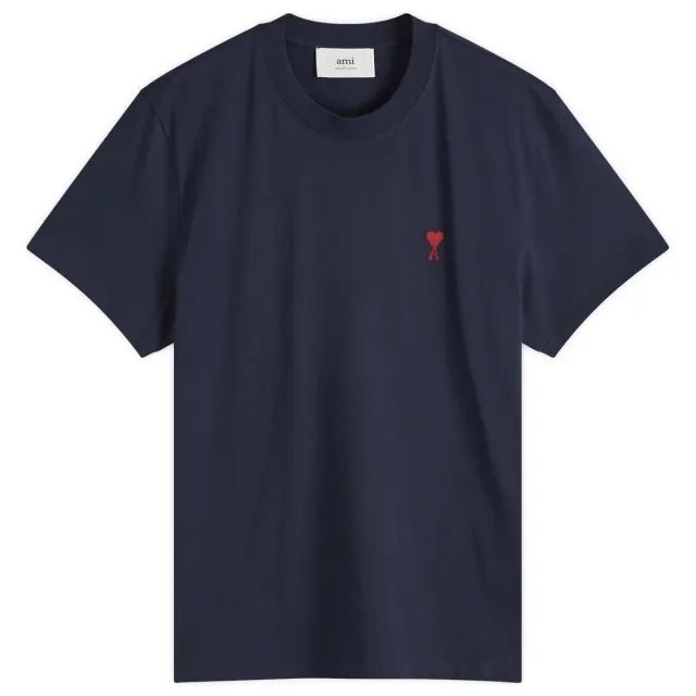 AMI Paris Men's Small Red ADC Classic T-Shirt Night Blue