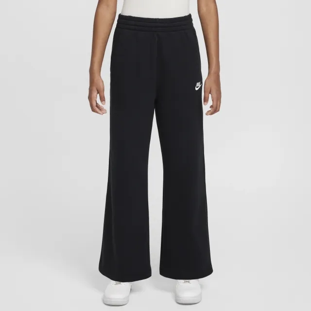 Nike Sportswear Club Fleece Girls' Wide-Leg Trousers - Black - Cotton/Polyester