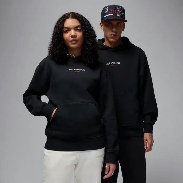 Nike Jordan Nike Air Jordan Wordmark Men's Chicago Fleece Pullover Hoodie - Black - Cotton