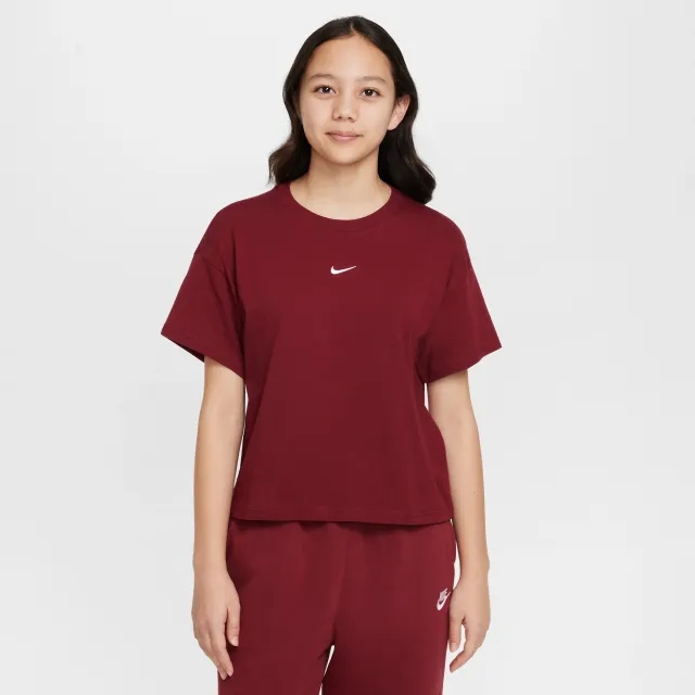Nike Sportswear Essential Older Kids' (Girls') T-Shirt - Red - Cotton