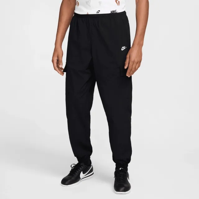 Men's Nike Club Woven Cargo Pant in Black/White