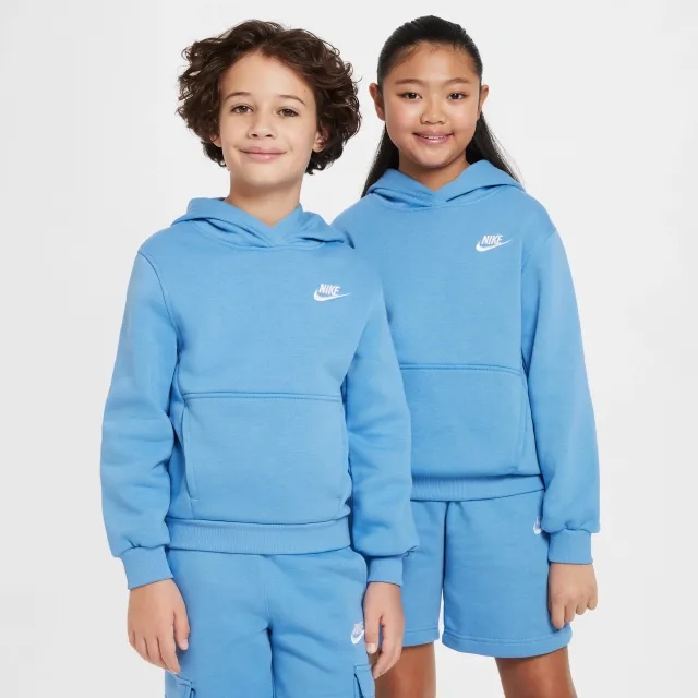 Nike Older Kids Club Fleece Hoodie in Blue/White