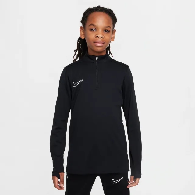 Nike Academy Older Kids' Dri-FIT Long-Sleeve 1/4-Zip Football Drill Top - Black - Polyester
