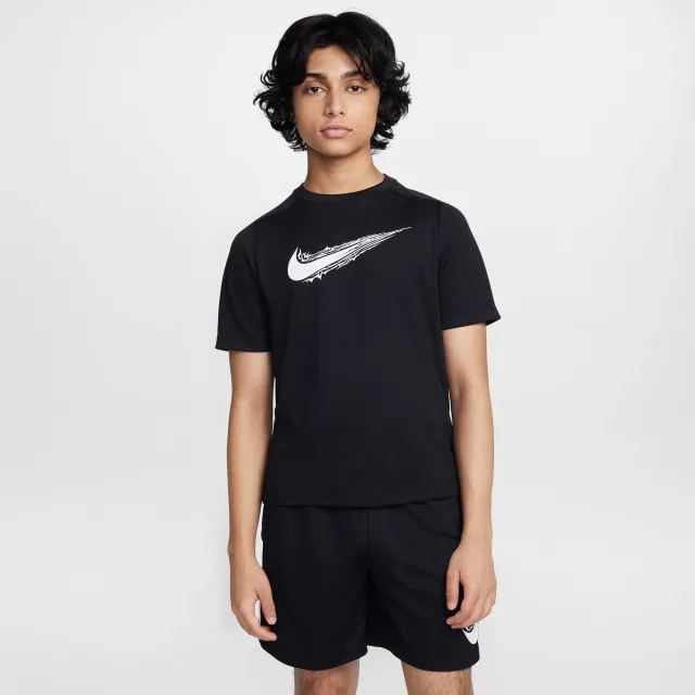 Nike Multi Older Kids' (Boys') Dri-FIT Short-Sleeve Top - Black - Polyester