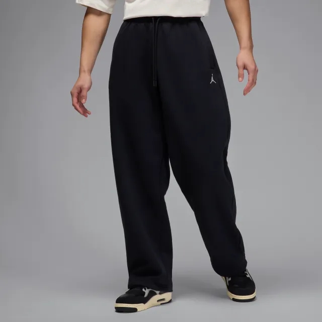 Nike Jordan Brooklyn Fleece Men's Oversized Open-Hem Trousers - Black - Cotton/Polyester