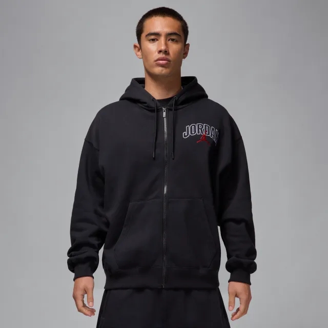 Nike Jordan Brooklyn Fleece Men's Oversized Full-Zip Hoodie - Black - Cotton/Polyester