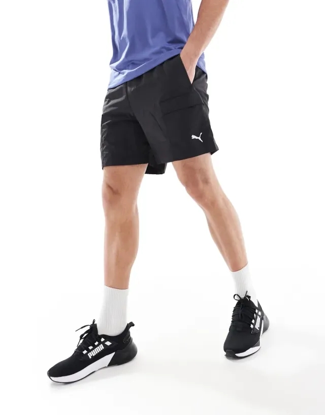 PUMA Wardrobe Ess Relaxed Cargo Shorts 6 Men, Black