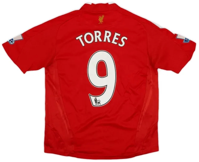adidas 2008-10 Liverpool Home Shirt Torres #9 - 5/10 - (M.Boys)