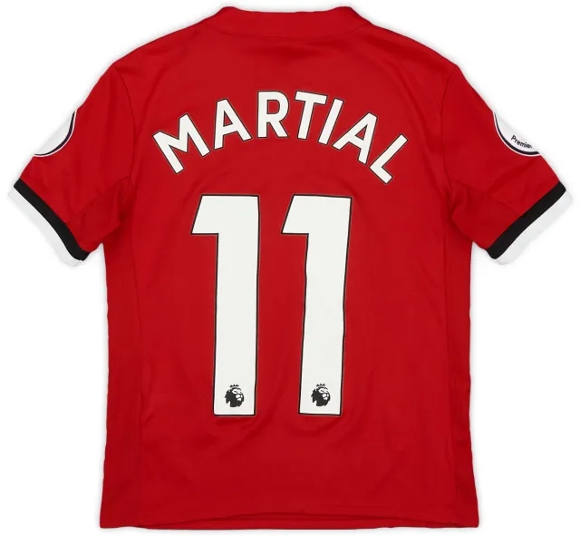 adidas 2017-18 Manchester United Home Shirt Martial #11 - 9/10 - (S.Boys)