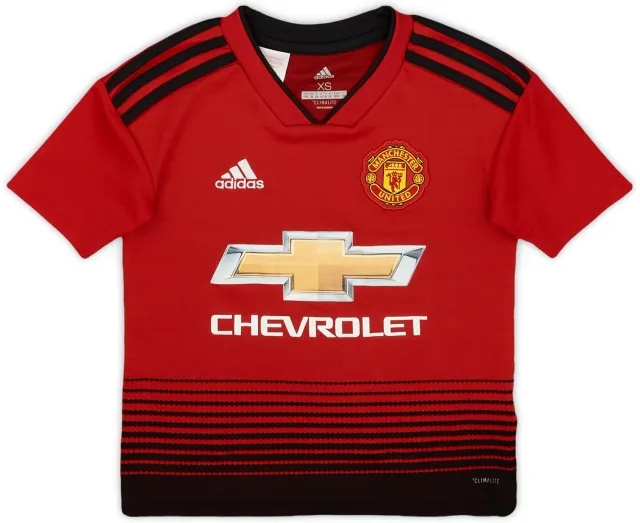 adidas 2018-19 Manchester United Home Shirt - 8/10 - (7-8 Years)