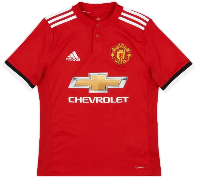 adidas 2017-18 Manchester United Home Shirt - 8/10 - (L.Boys)