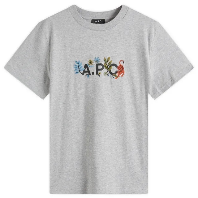 A.P.C. Men's Auguste Nature Logo T-Shirt Heathered Grey