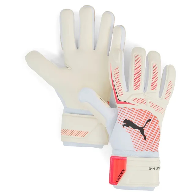 PUMA Ultra Pro Nc Goalkeeper Gloves, White/Glowing Red/Black