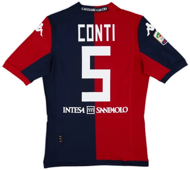 Kappa 2014-15 Cagliari Match Issue Home Shirt Conti #5