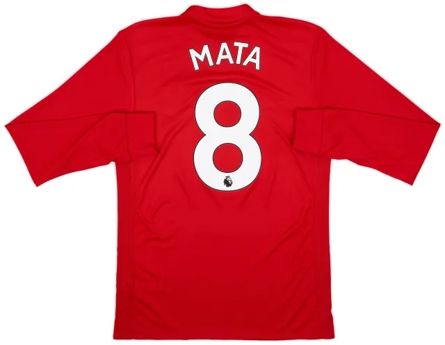 adidas 2017-18 Manchester United Home L/S Shirt Mata #8 - 9/10 - (S)