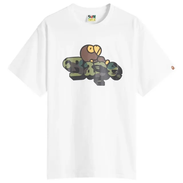 A Bathing Ape Men's 1st Camo Milo On Bape T-Shirt White/Green