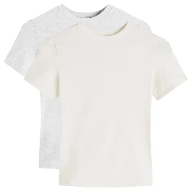 Asics SKIMS Women's Cotton Jersey Bundle 2 Pack T-Shirt Marble + Light Heather Grey