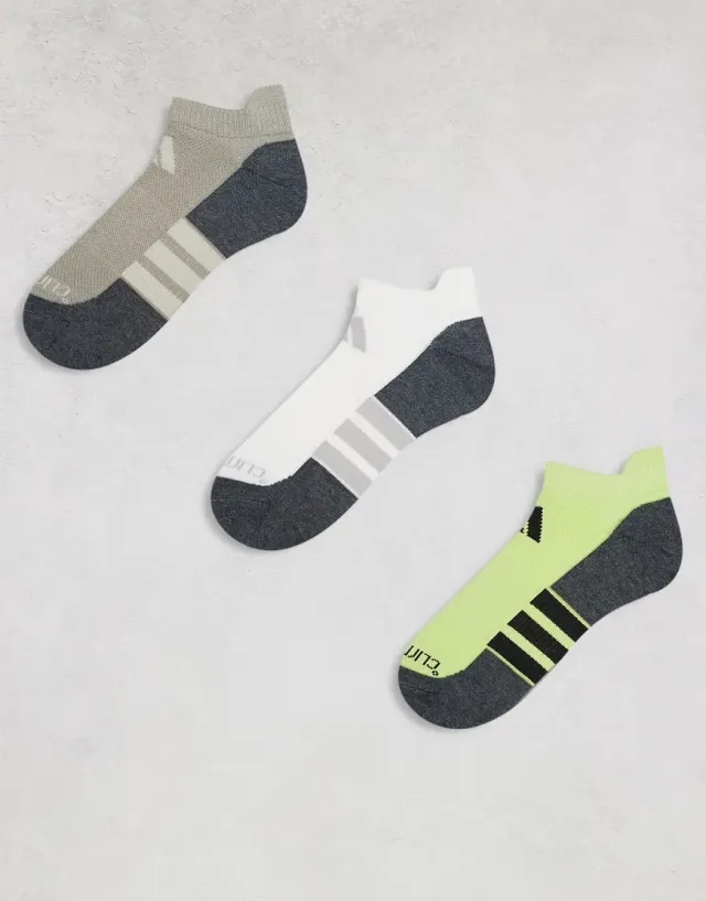 Adidas Running Comfort Low Socks In Beige Lime White 3 Pack-Multi