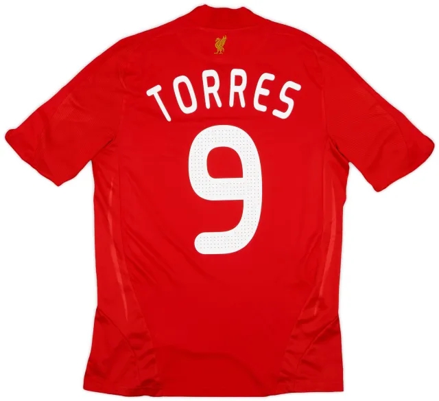 adidas 2008-10 Liverpool Home Shirt Torres #9 - 6/10 - (S)
