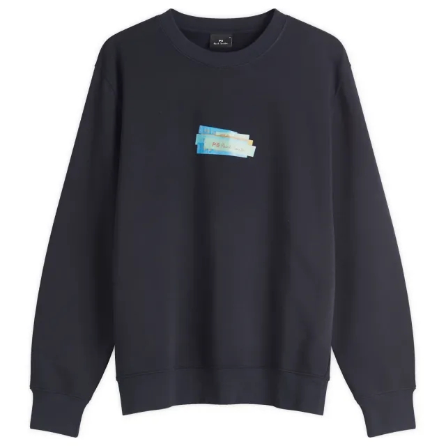 Paul Smith Men's PS Label Print Sweatshirt Blue