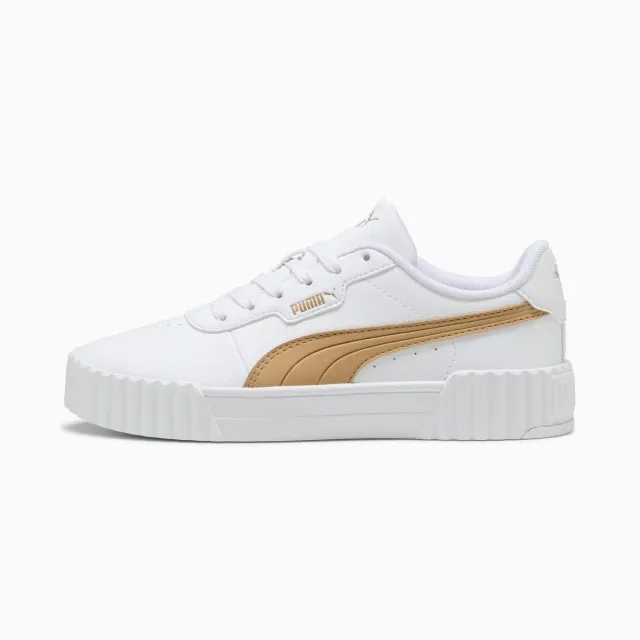 PUMA Carina 3.0 Aqua Metallics Sneakers Women, White/Light Sand/Gold