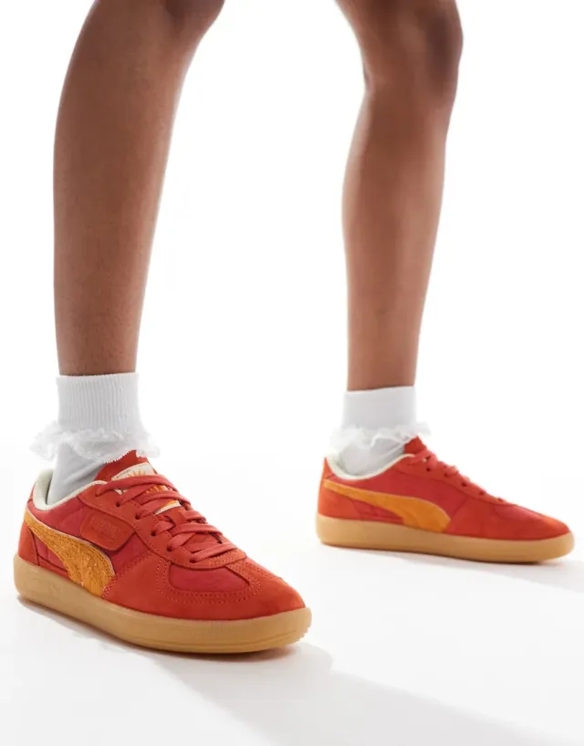Puma Palermo Trainers In Washed Red
