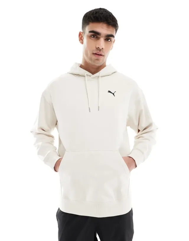 Puma Wardrobe Ess Relaxed Hoodie In Alpine Snow-White