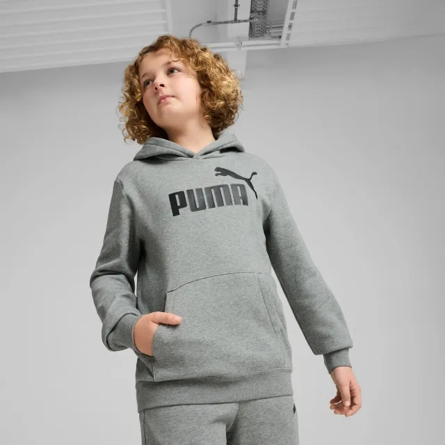 PUMA Ess No. 1 Logo Fleece Hoodie Youth, Medium Grey Heather