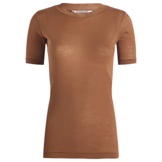 Auralee Women's Sheer Rib T-Shirt Brown