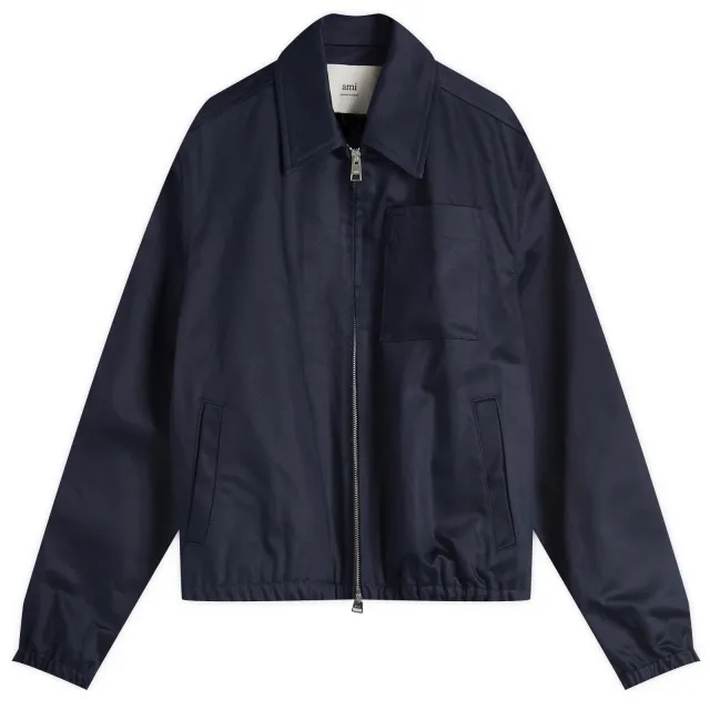AMI Paris Men's ADC Zipped Cotton Jacket Navy Blue