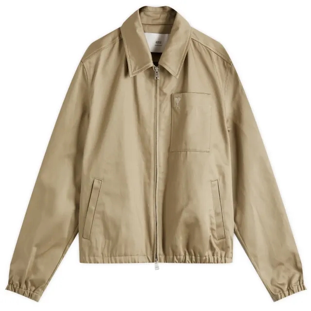 AMI Paris Men's ADC Zipped Cotton Jacket Laurel