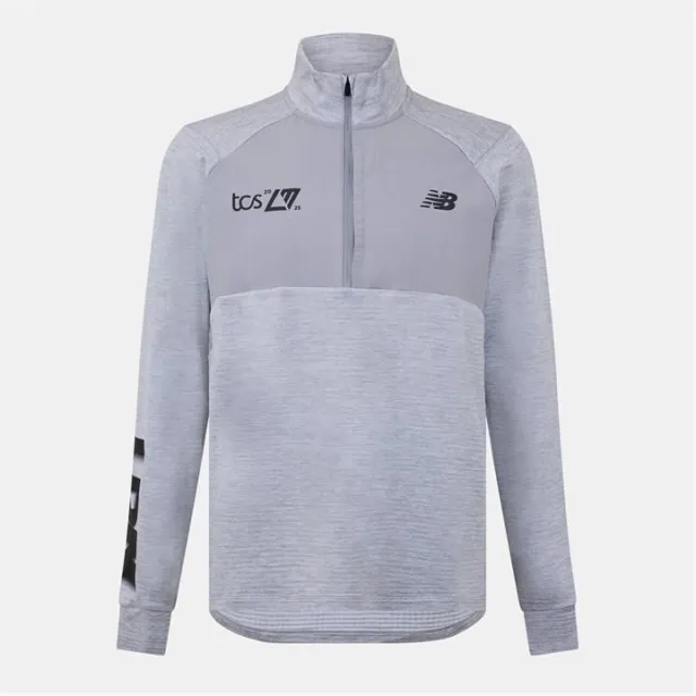 New Balance Men's London Edition Athletics Heat Grid 1/2 Zip in Grey Poly Knit