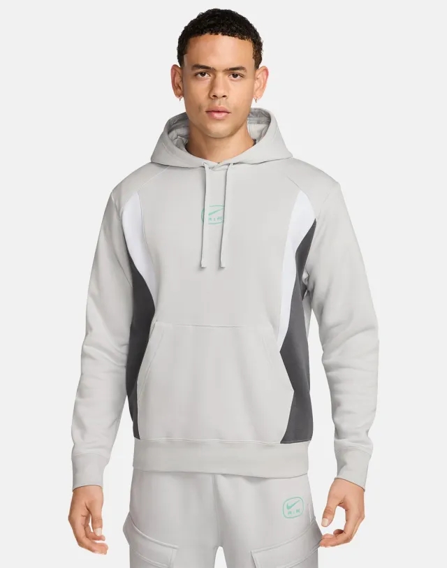 Men's Nike Swoosh Air Fleece Hoodie in Grey/White