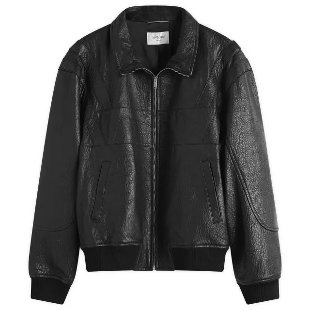 Saint Laurent Men's Leather Teddy Jacket Noir