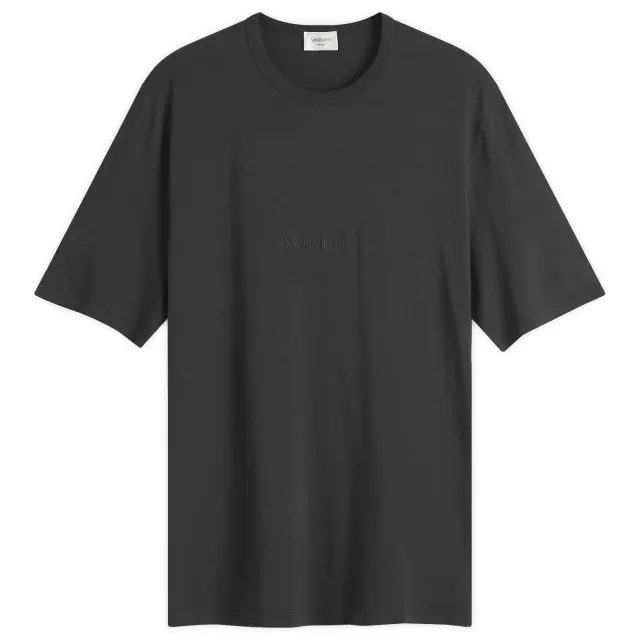 Saint Laurent Men's Tonal Logo T-Shirt Noir Blanchi