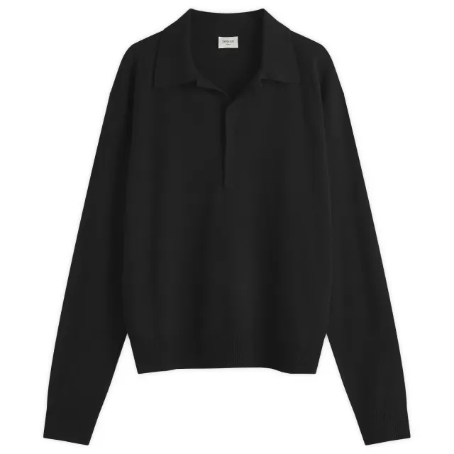 Saint Laurent Men's Long Sleeve Knitted Polo Noir