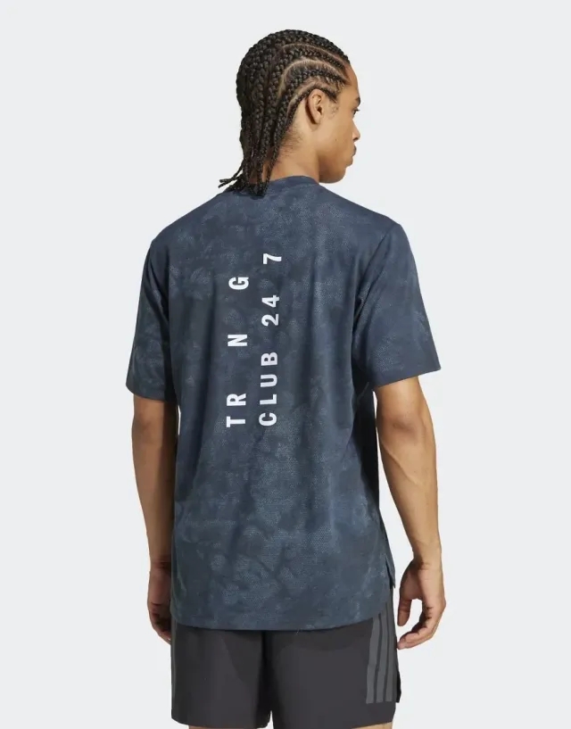 Adidas Performance Power Graphic Tee In Aurora Ink / Black-Navy
