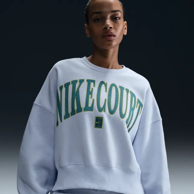NikeCourt Phoenix Fleece Women's Over-Oversized Crew-Neck Tennis Sweatshirt - Grey - Cotton/Polyester