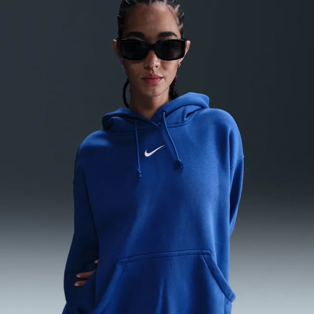 Nike Phoenix Oversized Pullover Hoodie In Blue