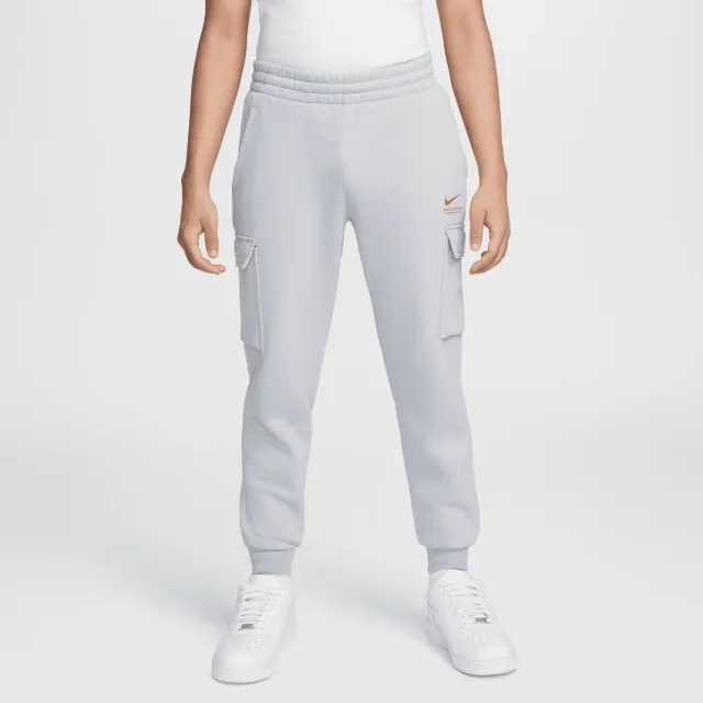 Nike Sportswear Older Kids' Fleece Cargo Trousers - Grey - Cotton/Polyester