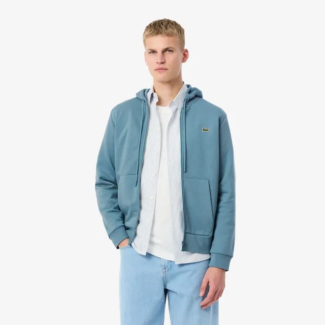 Lacoste Brushed Zip Hoodie Men - Blue Grey